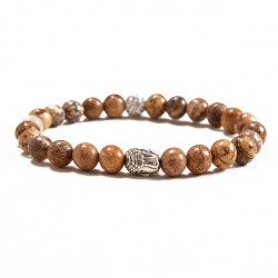 8mm Zinc Alloy Jupiter Stone Expandable Beaded Buddha Bracelet
